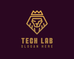 Golden Premium Lion Crown  logo design