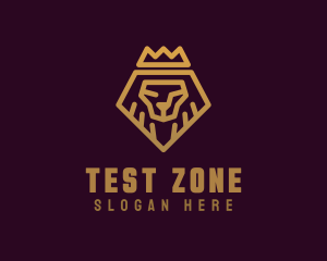 Golden Premium Lion Crown  logo design