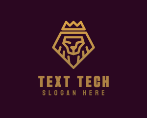 Golden Premium Lion Crown  logo design