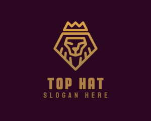 Golden Premium Lion Crown  logo design