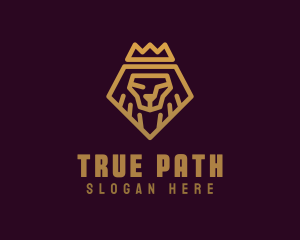 Golden Premium Lion Crown  logo design