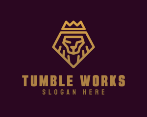 Golden Premium Lion Crown  logo design