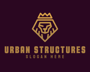 Golden Premium Lion Crown  logo design