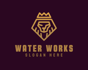 Golden Premium Lion Crown  logo design