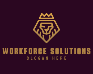 Golden Premium Lion Crown  logo design