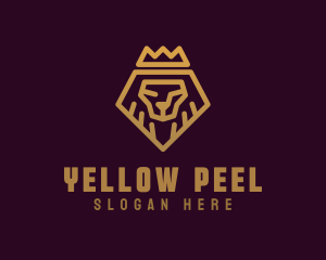 Golden Premium Lion Crown  logo design