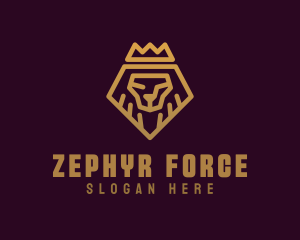 Golden Premium Lion Crown  logo design