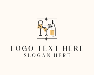 Cocktail Drinks Bar logo design