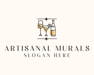 Cocktail Drinks Bar logo design