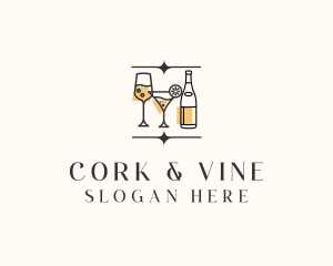 Cocktail Drinks Bar logo design