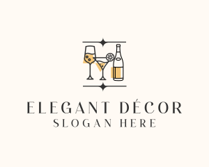 Cocktail Drinks Bar logo design