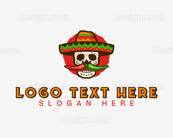 Mexican Sombrero Skull Logo