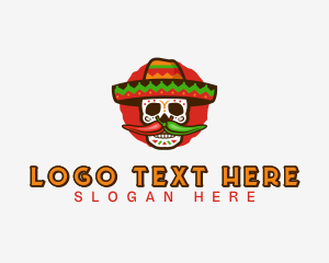 Mexican Sombrero Skull Cuisine logo