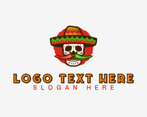 Mexican Sombrero Skull  logo