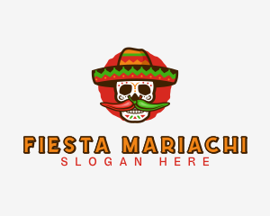 Mexican Sombrero Skull  logo design