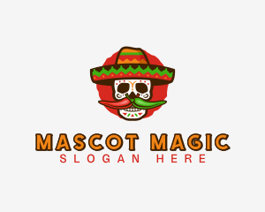 Mexican Sombrero Skull  logo design