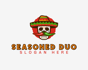 Mexican Sombrero Skull  logo design