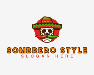 Mexican Sombrero Skull  logo design