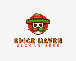 Mexican Sombrero Skull  logo design