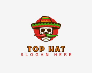 Mexican Sombrero Skull  logo design