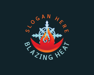  Ice Fire Heating Hvac logo design