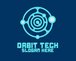 Blue Circuit Orbit logo design