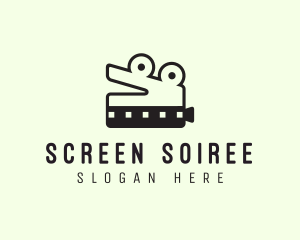 Crocodile Filmstrip Video Camera logo design