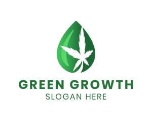 Green Cannabis Droplet logo design