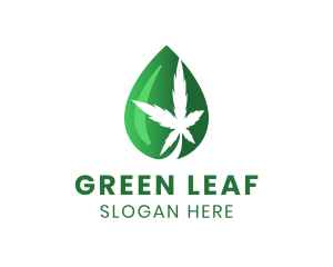 Green Cannabis Droplet logo design