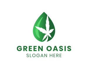 Green Cannabis Droplet logo design