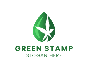 Green Cannabis Droplet logo design