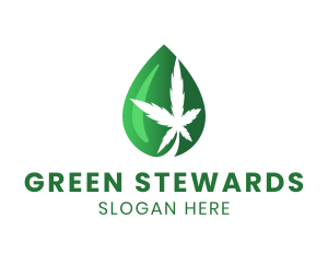 Green Cannabis Droplet logo design