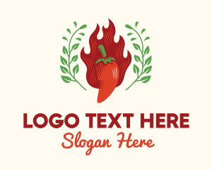 Flaming Chili Pepper Herb logo