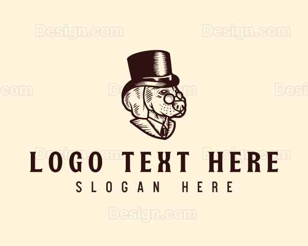 Vintage Top Hat Dog Logo