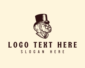 Vintage Top Hat Dog logo