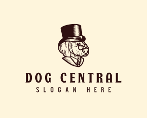 Vintage Top Hat Dog logo design