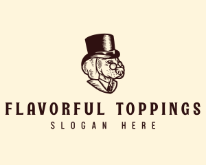 Vintage Top Hat Dog logo design