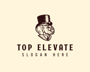 Vintage Top Hat Dog logo design