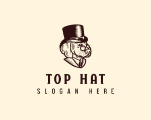 Vintage Top Hat Dog logo design