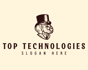 Vintage Top Hat Dog logo