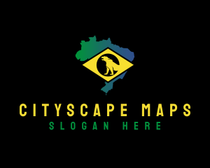 Brazil Jaguar Map logo design