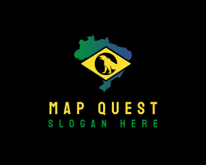 Brazil Jaguar Map logo design