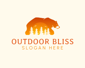 Bear Forest Sunset logo design