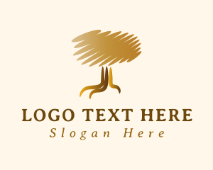 Gold Abstract Scribble Tree logo