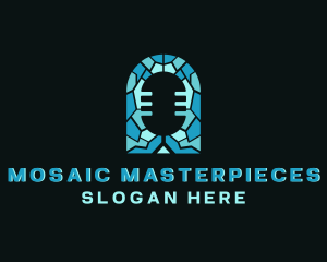 Microphone Talk Mosaic logo design