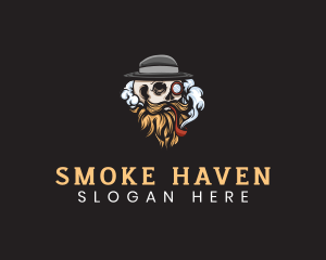 Hipster Skull Smoking logo