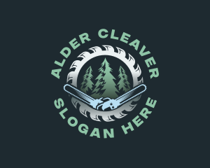 Lumberjack Chainsaw Woodcutter logo design