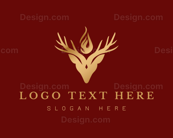 Gold Deer Animal Logo