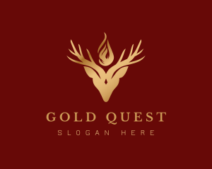 Gold Deer Animal logo design