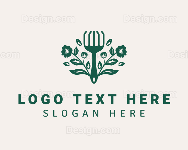 Flower Gardening Rake Logo